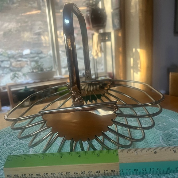 Godinger Silver Plated Wire Bread Basket w/ Swing Handle Vintage - Picture 7 of 10